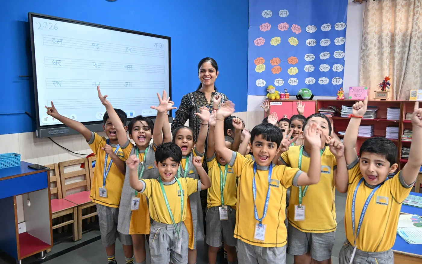 A child taking part in a hands-on classroom activity
